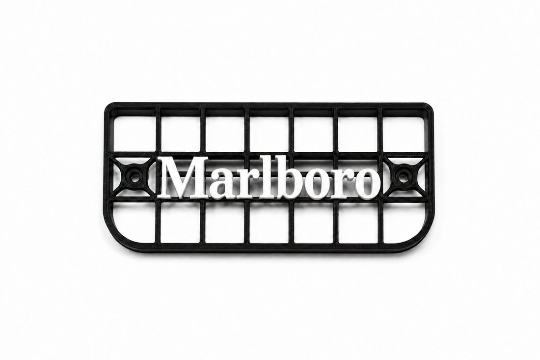 Zadnja mrežica za Piaggio Ciao z napisom Marlboro – pogled od spredaj